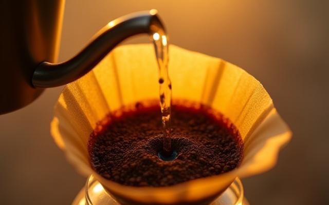 Pour-over brewing process of Colombian Geisha beans