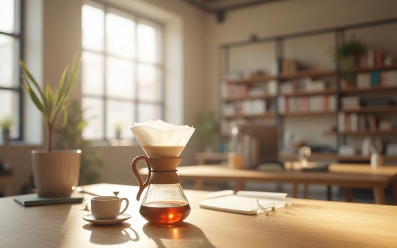 Nimbus Brew New York office workspace with coffee brewing equipment