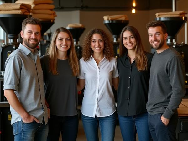 Caffeine Mac team meeting in a sunlit coffee shop