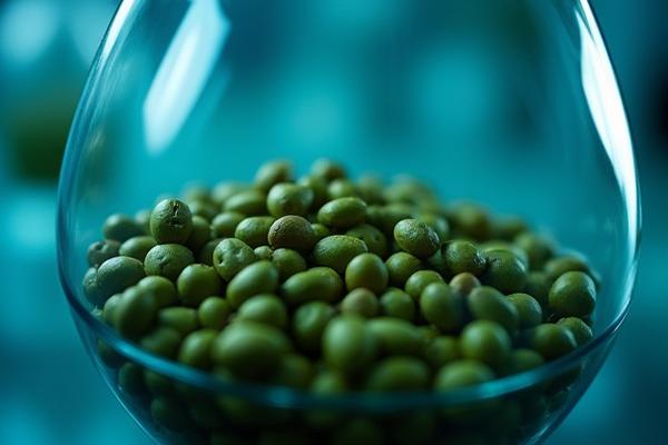 Close up of hyper-fermented green coffee beans in a lab setting