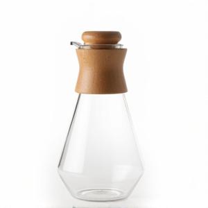 Glass coffee server carafe with olive wood handle