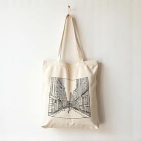 Canvas tote bag with NYC Coffee Scene illustration