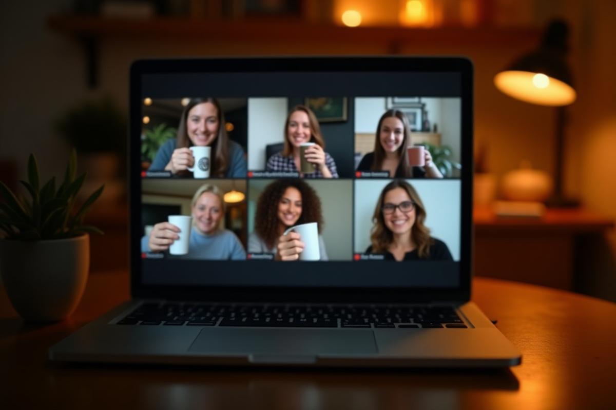 Screenshot of a virtual coffee tasting event with multiple participants on video call